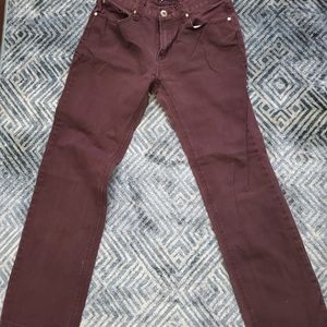 Moto jeans pants size 34 burgundy slim fit